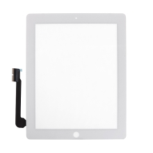 Dotykové sklo (touch screen) pro Apple iPad 4.gen. - osazené - Home Button + konzole na fotoaparát - bílé - kvalita A