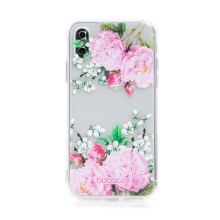 Kryt BABACO pro Apple iPhone X / Xs - gumový - květiny - průhledný