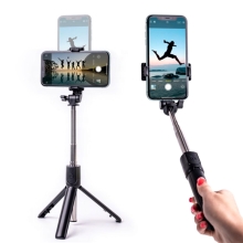 Selfie tyč / statív / trojnožka - Bluetooth spúšť - držiak telefónu - 70 cm - čierna