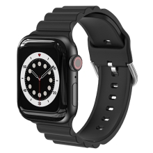 Remienok pre Apple Watch Ultra 49 mm / 45 mm / 44 mm / 42 mm - 3D prúžky - silikón - čierny