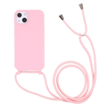 Kryt pro Apple iPhone 13 mini - šňůrka - gumový - růžový