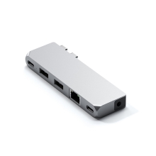 SATECHI dokovacia stanica/rozbočovač pre Apple MacBook - 2x USB-C na 2x USB-C + 2x USB-A + ethernet + jack - strieborná