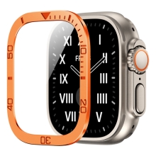 Tvrdené sklo + kovový rámik pre Apple Watch Ultra 49 mm - oranžová