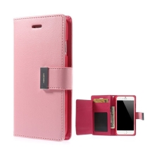 Pouzdro Mercury ve stylu peněženky s magneticky uzavíracím klipem pro Apple iPhone 6 Plus / 6S Plus - světle růžové