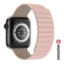 Magnetický remienok SWISSTEN pre Apple Watch 49 mm / 45 mm / 44 mm / 42 mm - silikónový - ružový / kávový