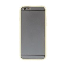 Kryt pro Apple iPhone 6 / 6S - gumový plastový / žlutý rámeček - matný průhledný