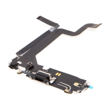 Napájecí a datový konektor s flex kabelem + mikrofony pro Apple iPhone 14 Pro Max - černý - kvalita A+