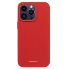 MERCURY Silky-Soft kryt pre Apple iPhone 15 Pro - príjemný na dotyk - silikónový - červený