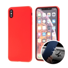 Kryt SULADA pro Apple iPhone Xs Max - gumový s magnetickým držákem - červený