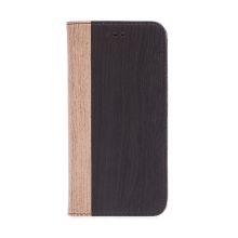 Pouzdro pro Apple iPhone 7 Plus / 8 Plus - stojánek + prostor pro platební karty - motiv dřeva / palisandr