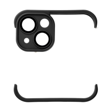Nárazník / mini rámček pre Apple iPhone 13 + tvrdené sklo na objektív fotoaparátu - silikón - čierny