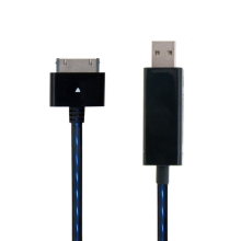 Synchronizační a nabíjecí kabel s 30pin konektorem pro Apple iPhone / iPad / iPod - černý s modrým podsvícením