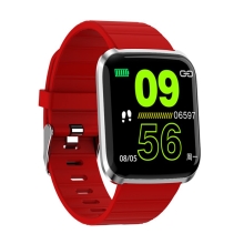 Fitness chytré hodinky - tlakoměr / krokoměr / měřič tepu - Bluetooth - voděodolné - červené