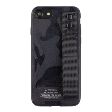 Kryt TACTICAL Camo pro Apple iPhone 7 / 8 / SE (2020) / SE (2022) - látkový maskáč + poutko s nýty - plastový / gumový - černý