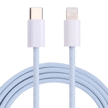 Synchronizačný a nabíjací kábel - USB-C - Lightning pre zariadenia Apple - Šnúrka - 1 m - Modrá