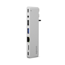 Přepojka EPICO Hub Pro III - 2x USB-C na 2x USB-A + 2x USB-C + ethernet + 3,5mm jack + Micro SD - stříbrná