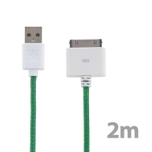 Synchronizační a nabíjecí kabel s 30pin konektorem pro Apple iPhone / iPad / iPod - tkanička - zelený - 2m