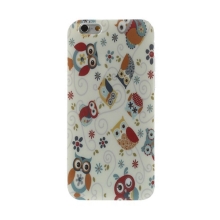 Gumový kryt pro Apple iPhone 6 / 6S - sovičky s květy - lesklý povrch
