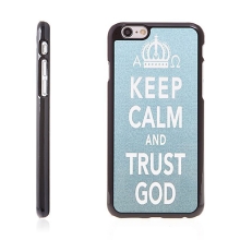 Plasto-kovový kryt pro Apple iPhone 6 / 6S - Keep Calm And Trust God - modro-černý