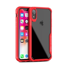 Kryt IPAKY pro Apple iPhone Xr - plastový / gumový - průhledný / červený