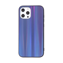 Kryt pro Apple iPhone 12 Pro Max - barevný přechod a lesklý efekt - gumový / skleněný - tmavě modrý