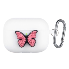 Pouzdro / obal pro Apple AirPods Pro - karabina + motýl - silikonové - bílé