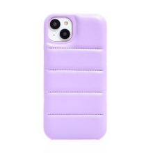 Kryt pre Apple iPhone 15 - mäkké prešívanie - umelá koža - fialový