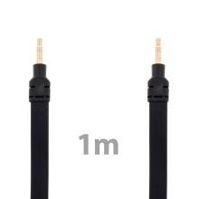 Noodle style propojovací audio jack kabel 3,5mm pro Apple iPhone / iPad / iPod a další zařízení - širší - černý - 1m
