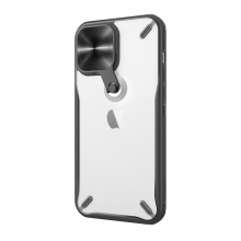 Kryt NILLKIN Cyclops pro Apple iPhone 13 Pro - krytka fotoaparátu + stojánek - plastový / gumový - černý