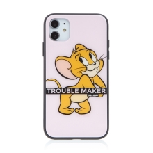 Kryt Tom a Jerry pro Apple iPhone 11 - výtržník Jerry - skleněný - růžový