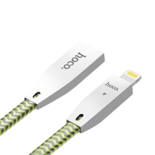 Synchronizační a nabíjecí kabel HOCO Lightning pro Apple iPhone / iPad / iPod - samovypínací - nylonový - reflexní / zelený
