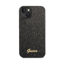 Kryt GUESS Metal Flakes pre Apple iPhone 14 - trblietavý - plast/guma - čierny