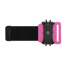 Sportovní držák / pouzdro pro Apple iPhone - látkové / silikonové - pásek na ruku - černé / růžové