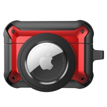 Pouzdro / obal pro Apple AirPods Pro - plastové / gumové - prostor pro AirTag - odolné - červené