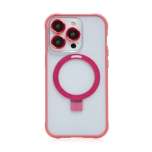 Kryt Mag Ring pro Apple iPhone 14 Pro - podpora MagSafe + stojánek - gumový - červený