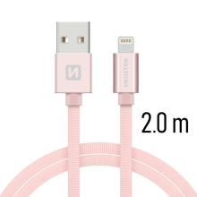 Synchronizační a nabíjecí kabel SWISSTEN - MFi Lightning pro Apple zařízení - tkanička - Rose Gold - 2m