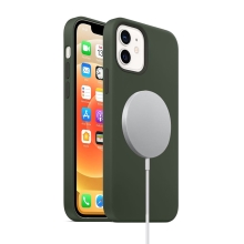 Kryt pro Apple iPhone 12 mini - Magsafe - silikonový - tmavě zelený