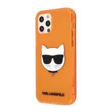 Kryt KARL LAGERFELD Choupette pro Apple iPhone 12 Pro Max - gumový - oranžový