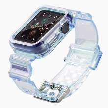 Kryt / pouzdro pro Apple Watch 4 / 5 / 6 / SE 40mm + řemínek - měnicí barvu na slunci - gumový - modrý