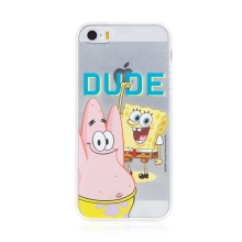 Kryt Sponge Bob pro Apple iPhone 5 / 5S / SE - gumový - Sponge Bob s Patrikem