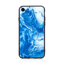 Kryt pro Apple iPhone 7 / 8 / SE (2020) / SE (2022) - skleněný / gumový - mramorová textura - mořská pěna