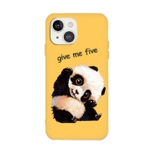 Kryt pre Apple iPhone 13 mini - roztomilá panda - gumový - žltý
