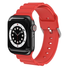 Remienok pre Apple Watch Ultra 49 mm / 45 mm / 44 mm / 42 mm - 3D prúžky - silikón - červený