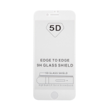 Tvrzené sklo (Tempered Glass) "5D" pro Apple iPhone 7 / 8 - 2,5D - bílý rámeček - čiré - 0,3mm