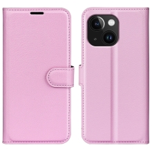 Puzdro pre Apple iPhone 15 - stojan - umelá koža - ružové