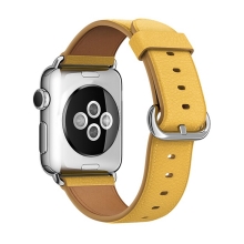 Řemínek pro Apple Watch 45mm / 44mm / 42mm - kožený - žlutý