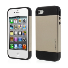 Kryt SLIM ARMOR pro Apple iPhone 4 / 4S - plast / guma - černý / zlatý