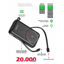 Externá batéria / powerbanka SWISSTEN 20W - 20000 mAh - USB-C + Lightning kábel - MagSafe - čierna