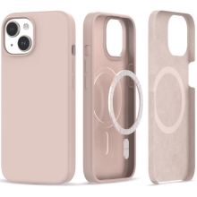 Kryt TECH PROTECT pre Apple iPhone 15 Plus - Podpora MagSafe - silikónový - pieskovo ružový