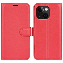 Puzdro pre Apple iPhone 15 - stojan - umelá koža - červené